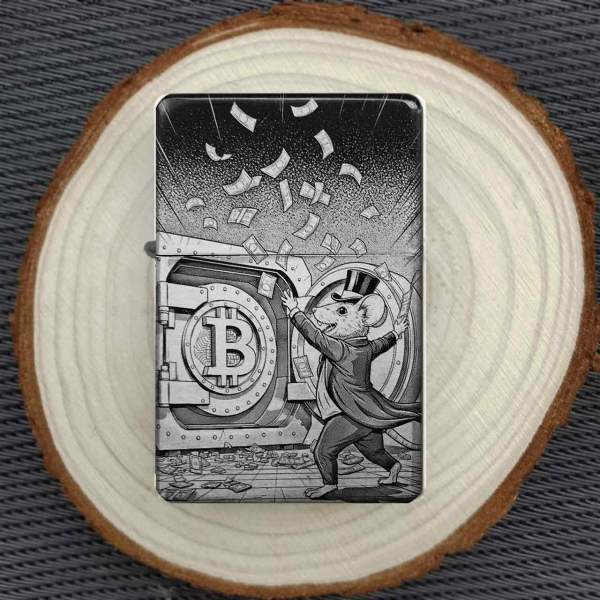 Bitcoin Maus Feuerzeug mit Gravur optional personalisiert