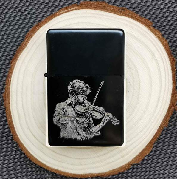 Geige Feuerzeug mit Gravur Geschenkidee für Violine Musiker