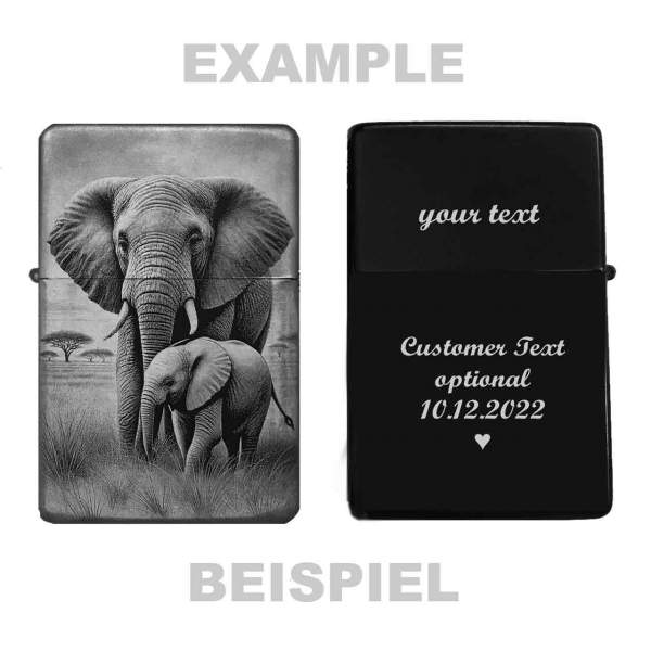 Feuerzeug Elefantenherde Elefant mit Baby – personalisierbar
