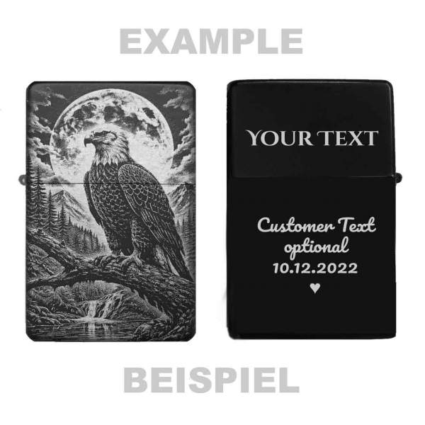 Feuerzeug Adler Vollmond personalisiert Textgravur inklusive – Foto/Logo optional