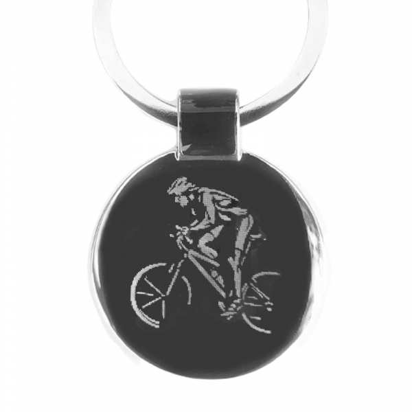Radrennen Radfahrer Gravur Schlüsselanhänger personalisiert