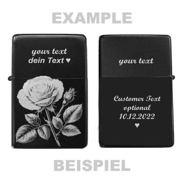 Rose Feuerzeug personalisierbar Liebesgeschenk personalisiertes Blumenbild