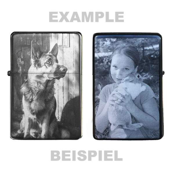 Personalized dog photo lighter all over & optional engraving on the back