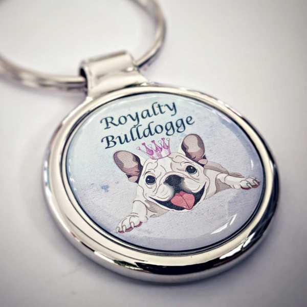 Bulldogge Schlüsselanhänger personalisiert Royal