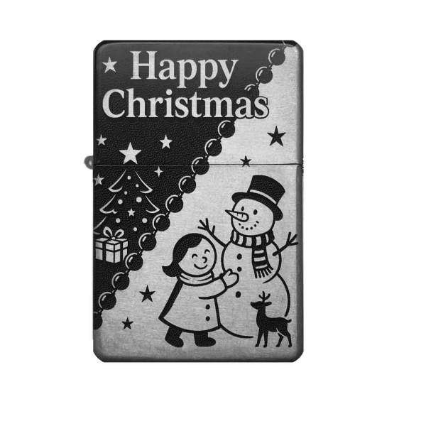 "Happy Christmas" Feuerzeug mit Gravur | optional personalisiert | Shop-Fotogravur.de