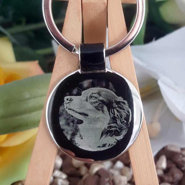 Fotogravur Schlüsselanhänger personalisiert Hund