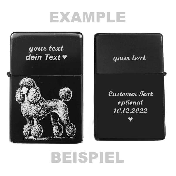 Pudel Feuerzeug personalisierbar Hundebild personalisiertes Geschenk
