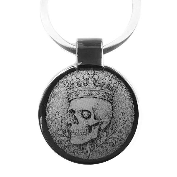 Totenkopf King Tattoo Style Schlüsselanhänger mit Gravur