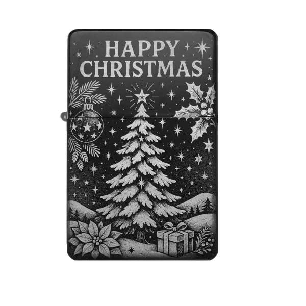 Happy Christmas" Deko Feuerzeug mit Gravur | optional personalisiert | Shop-Fotogravur.de