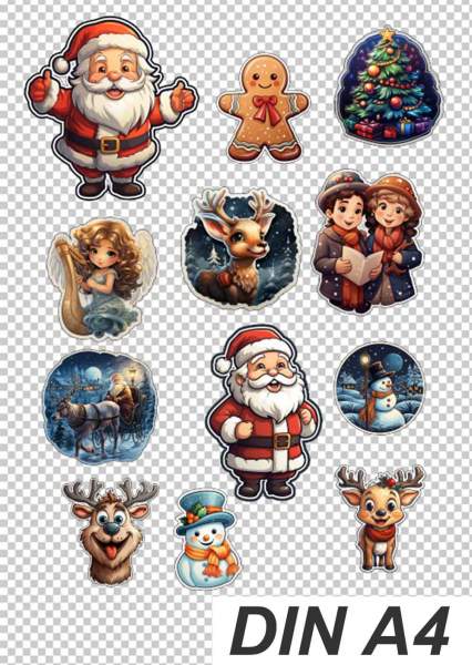 Hochwertige Weihnachts Sticker - 12 große dekorative Folien-Aufkleber selbstklebend