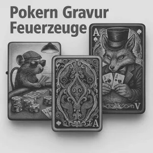 Poker Feuerzeuge mit Karten, Symbolen & Motiven