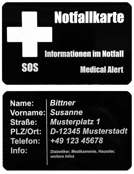 Notfallkontakt Notfallkarte