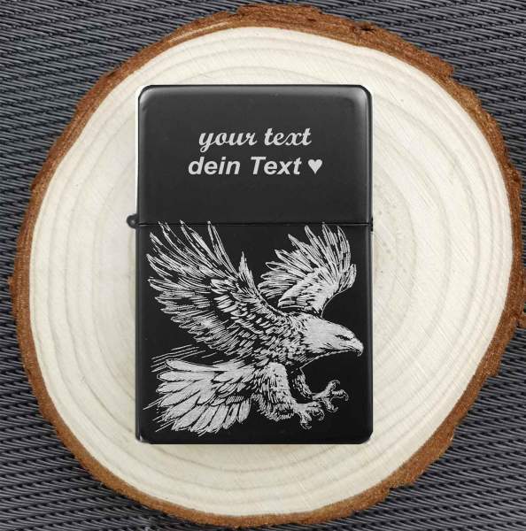 Adler Feuerzeug mit Gravur eagle Illustration personalisiertes Geschenk
