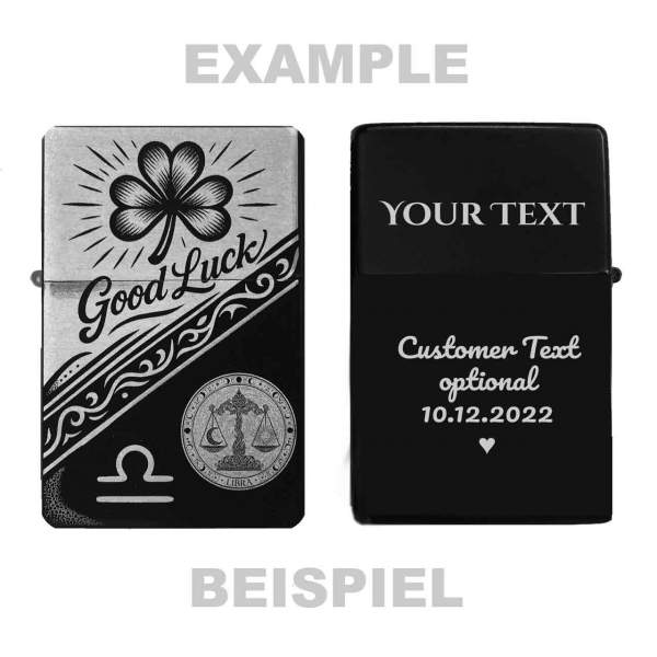 Good Luck Waage Feuerzeug Sternzeichen optional personalisiert