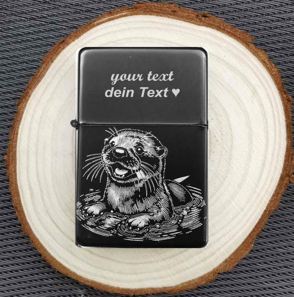 Otter Feuerzeug mit Gravur Otter Illustration personalisiertes Geschenk
