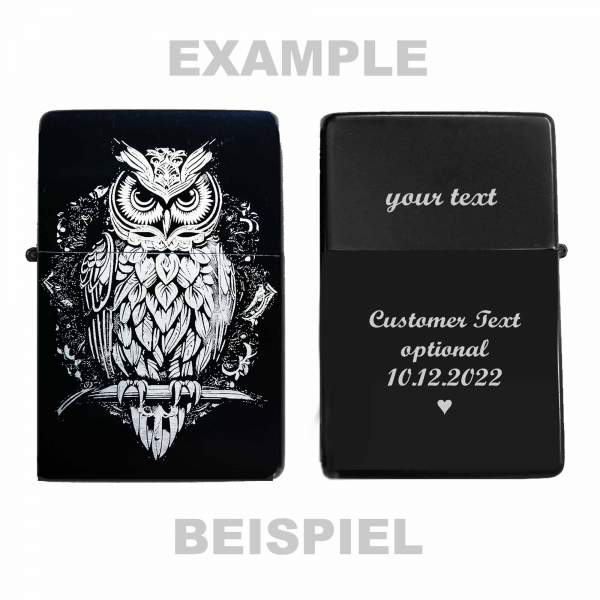 Hibou plus léger Owl Tattoo Lineart personnalisé en option avec votre texte de gravure au dos