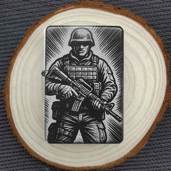 Feuerzeug Soldat Silhouette – personalisierbar