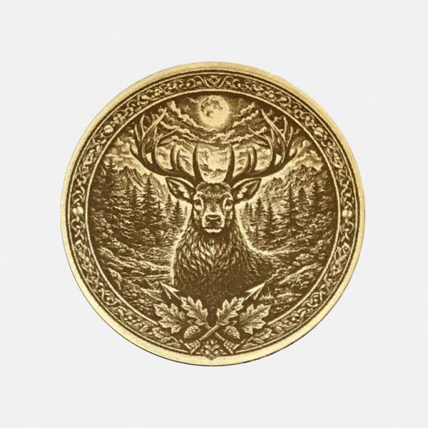 Personalisiertes Krafttier Hirsch | Messingmünze Gravur