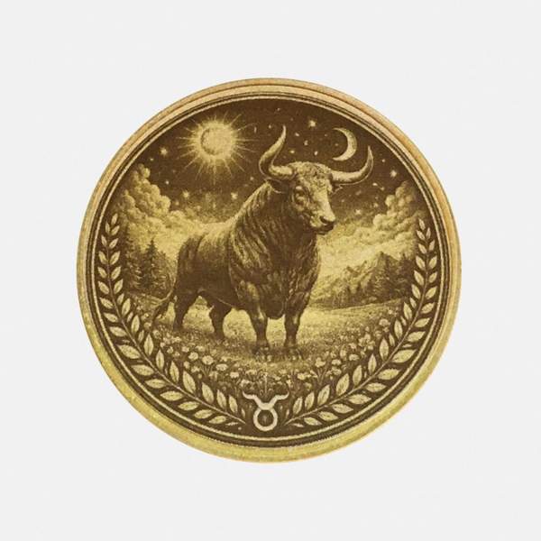 Sternzeichen Stier Münze mit Namen und Geburtsdatum personalisiert