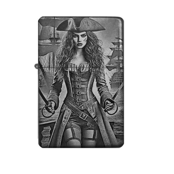Piratin Kapitänin Feuerzeug mit Gravur | optional personalisiert | Shop-Fotogravur.de
