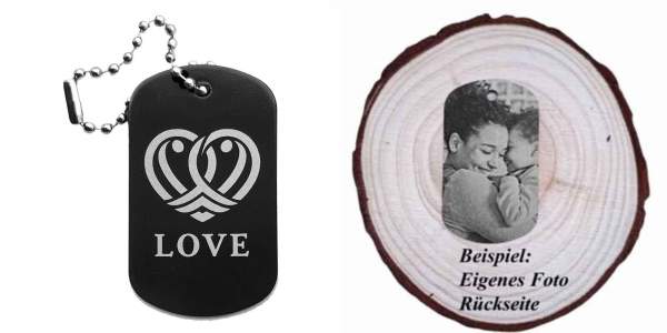Love Herz Schlüsselanhänger Dogtag für Verliebte mit Gravur