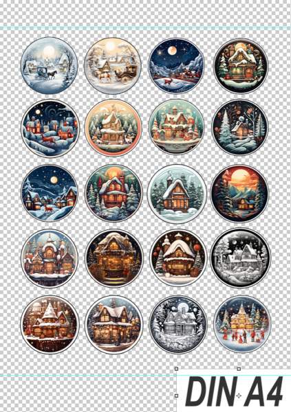 Schneekugel-Designs Weihnachtliche Landschaft 20 dekorative Sticker selbstklebend