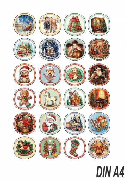 Vintage Weihnachtssticker 24er Set