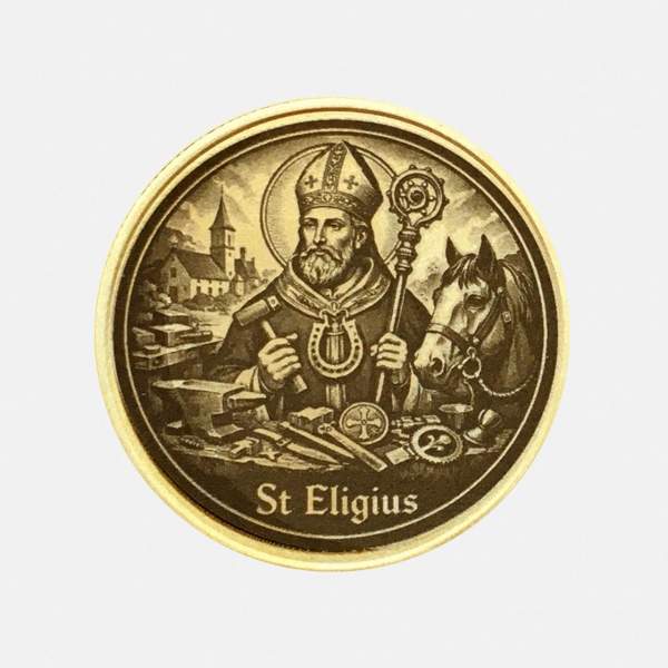 Personalisierte Messing-Münze – St. Eligius Motiv – Gravur optional (Text oder Foto/Logo)