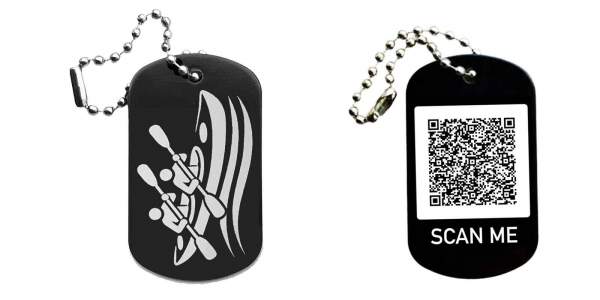 Kanu Schlüsselanhänger personalisierbar - Dogtag auch mit QR Code oder Foto