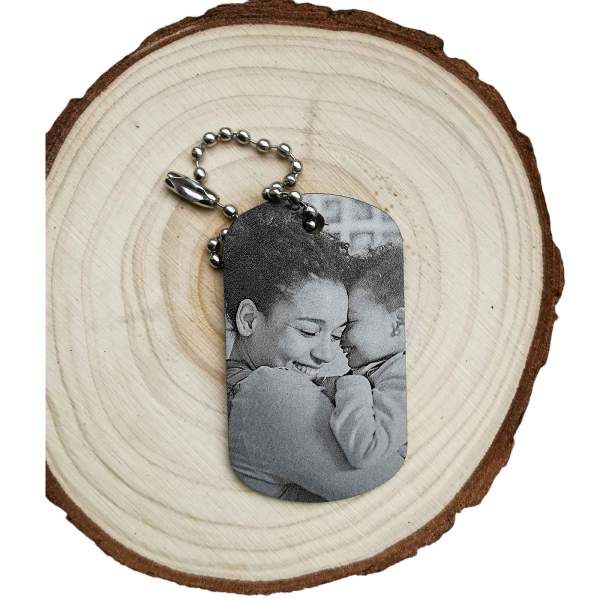 Foto Dogtag Schlüsselanhänger Alu mit Foto und Gravur Freunde Familie