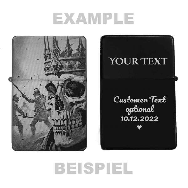 Königs Totenkopf Feuerzeug optional personalisiert