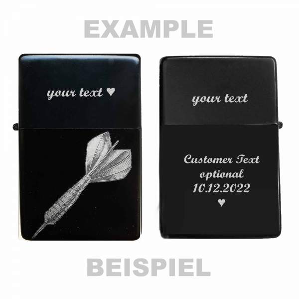 Darts arrow lighter with your own text engraving, personalized gift in the darts club
