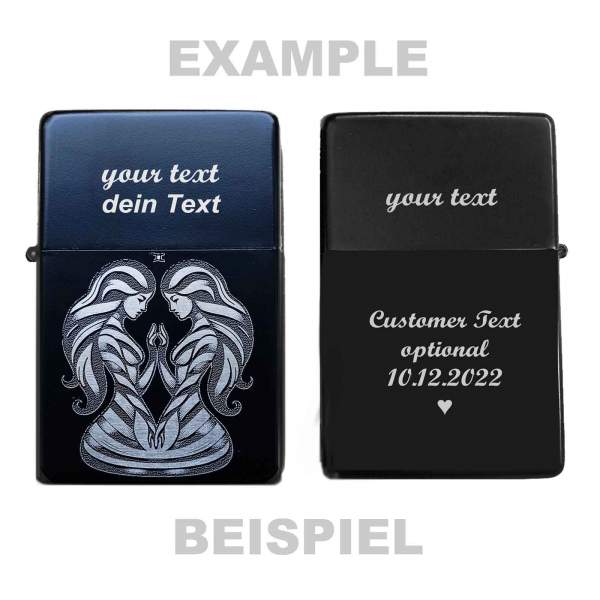 Zwillinge Sternzeichen Feuerzeug Glücksbringer mit Gravur personalisiertes Geschenk