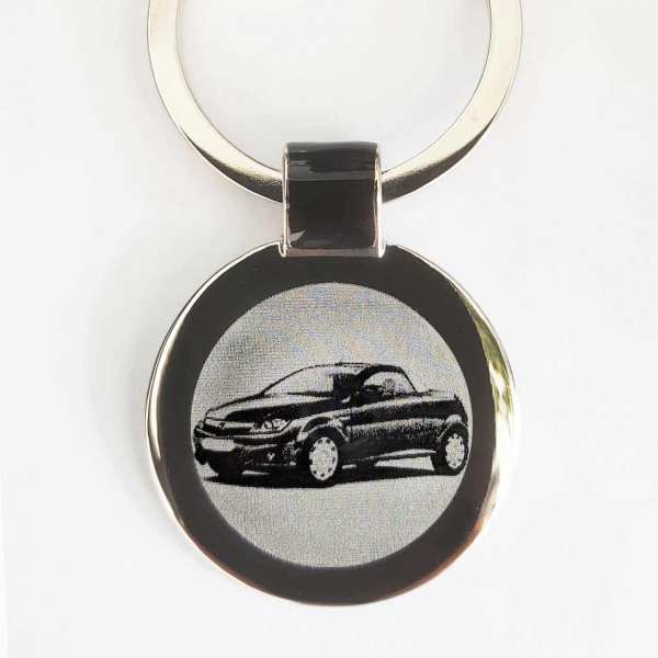 Opel Tigra Schlüsselanhänger personalisiert mit Gravur - original Fotogravur