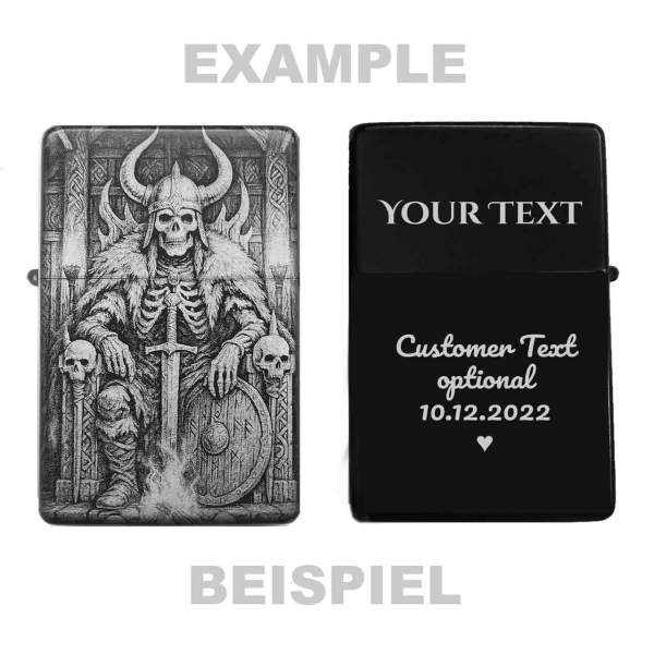 Wikinger Thron Skull Feuerzeug optional personalisiert