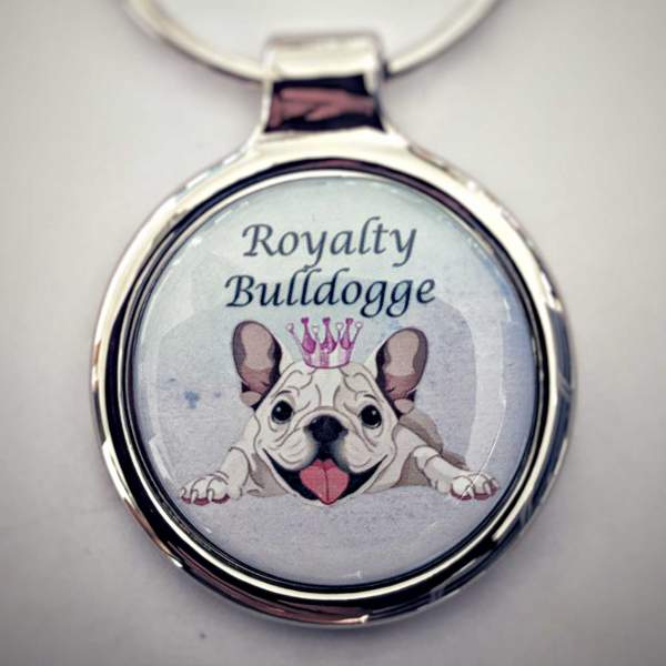Schlüsselanhänger mit Textgravur / Bulldogge Royal