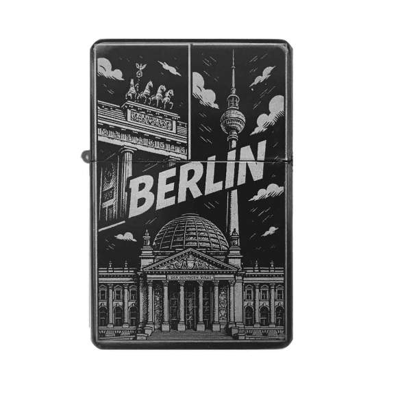 Berlin Skyline Feuerzeug mit Gravur | optional personalisiert | Shop-Fotogravur.de