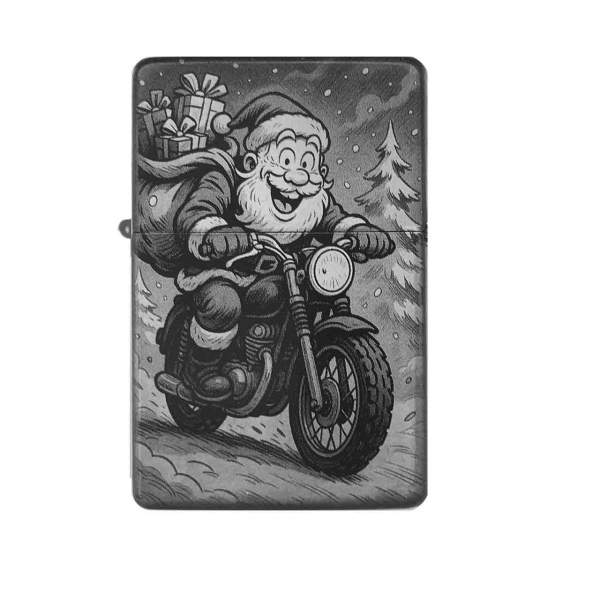 Weihnachtsmann Motorrad Feuerzeug mit Gravur | optional personalisiert | Shop-Fotogravur.de