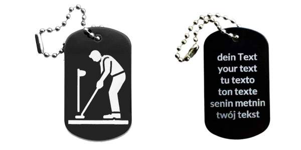 Golfer Golfspieler Schlüsselanhänger personalisierbar - Dogtag auch mit QR Code oder Foto