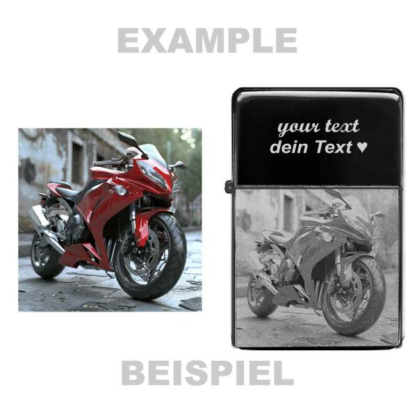 Foto Feuerzeug Bike zB. Yamaha Moto-Guzzi mit Gravur