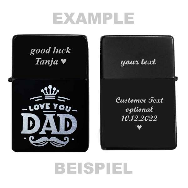 Vatertag Feuerzeug mit Gravur personalisiertes Geschenk Papa love you dad
