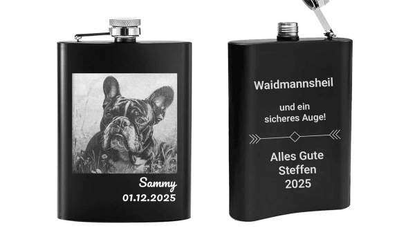 Flachmann mit eigenem Foto & Text | personalisierbar (240 ml)