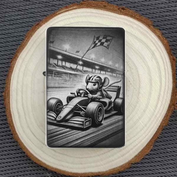Feuerzeug Go-Kart-Maus Kartfahren Rennmaus– personalisierbar