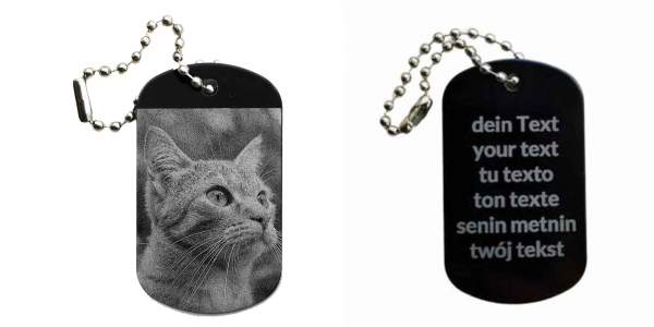 Katzen Foto Dogtag Schlüsselanhänger Alu mit Foto und Gravur Katze Hunde Haustiere
