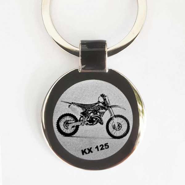 Kawasaki KX 125 Schlüsselanhänger personalisiert mit Gravur