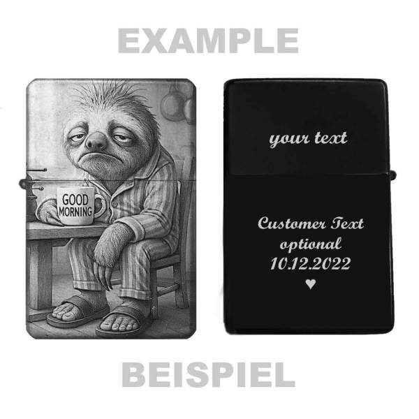 Feuerzeug Good Morning Faultier – personalisierbar
