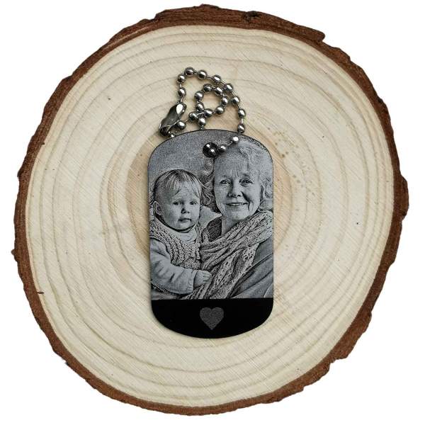 Schwarzer Dogtag Schlüsselanhänger Alu mit Foto und Gravur