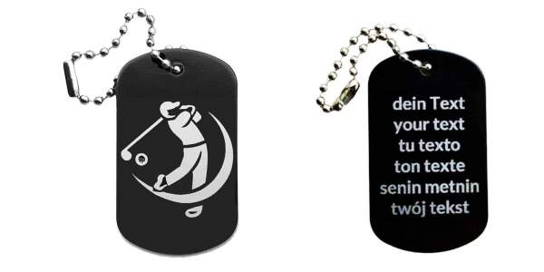 Golfsport Schlüsselanhänger personalisierbar - Dogtag auch mit QR Code oder Foto-