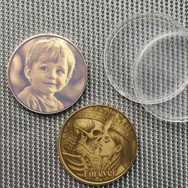 Skull Forever Coin – Eternal Love in Brass, personalized engraving
