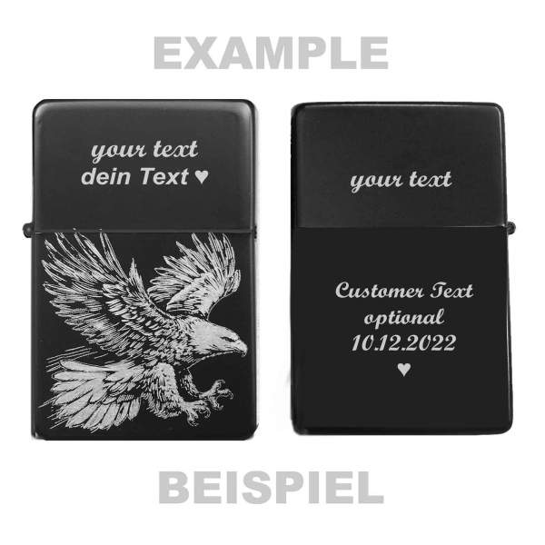 Adler Feuerzeug mit Gravur eagle Illustration personalisiertes Geschenk